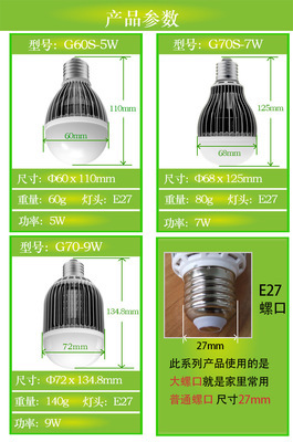 【高芯節(jié)能LED燈泡 室內(nèi)照明超亮球泡 E27螺口 9W 正白色光源批發(fā)】價(jià)格,廠家,圖片,LED球泡燈,深圳市高芯照明技術(shù)-
